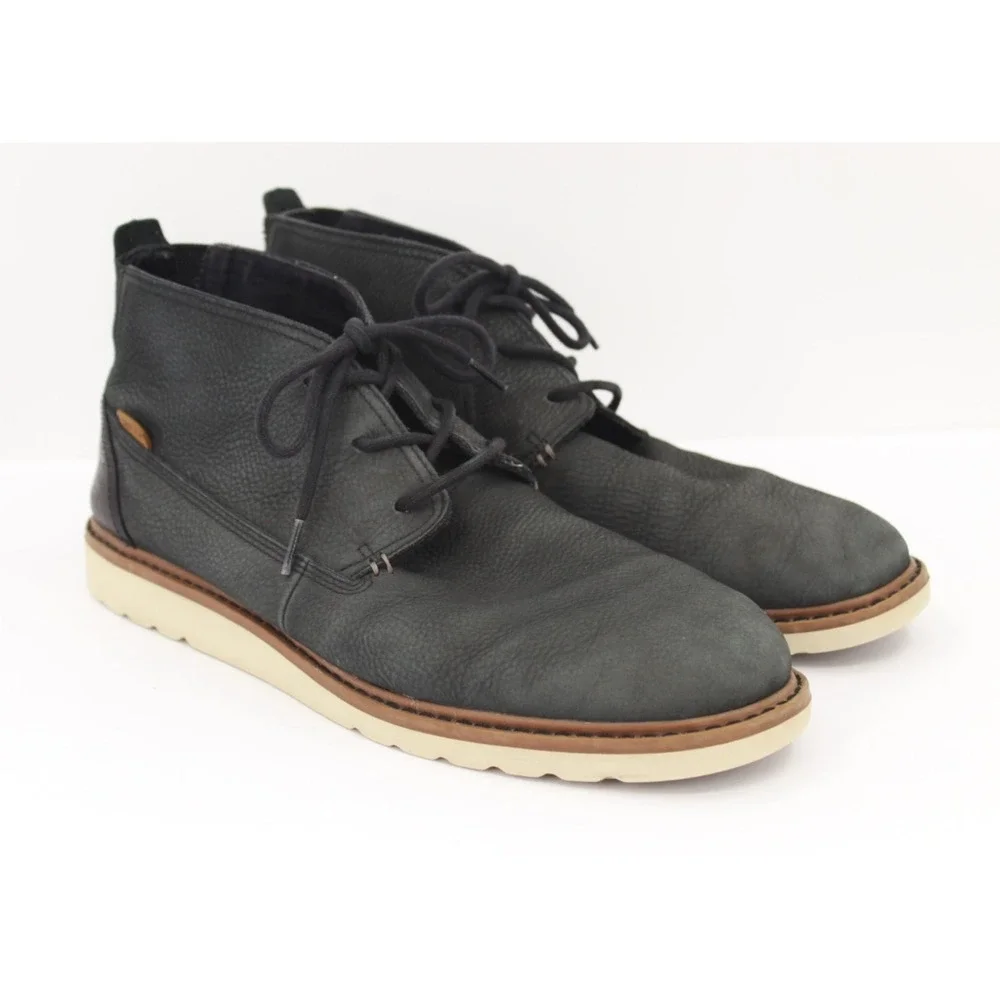REEF Voyage Chukka Boots MENS 12 Black Suede Leather Casual Beach‎ Coastal